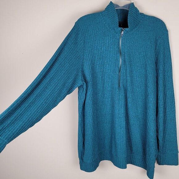 Torrid Relaxed Fit Super Soft Plush Rib Quarter Zip Sweatshirt Green Size 3X - Picture 10 of 14